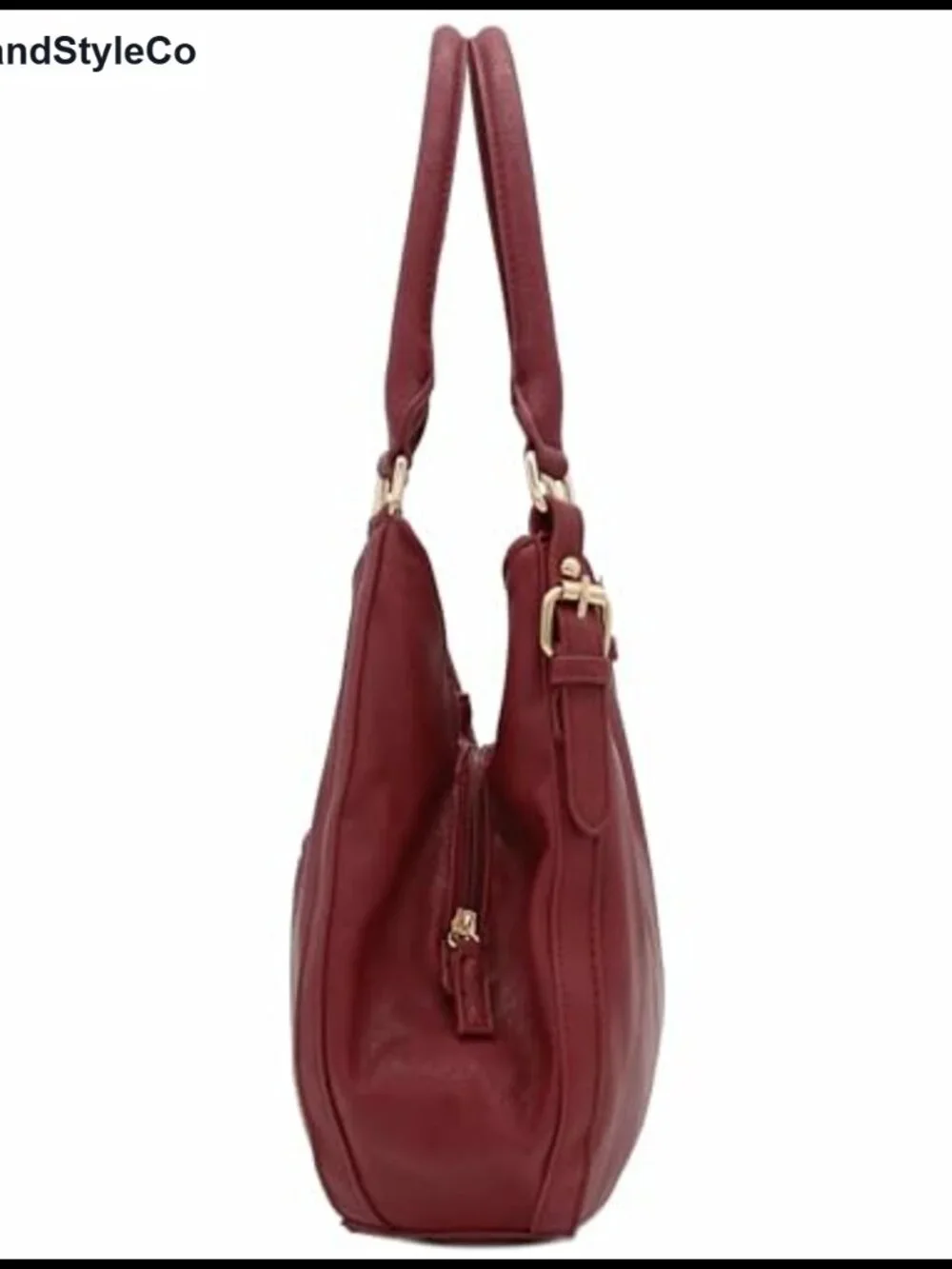 Faux Leather Lightweight 3 Compartment Hobo Bag Top Handle Shoulder Purse